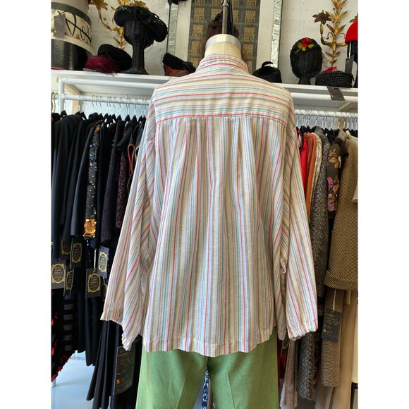 1970s pinstriped cotton tunic by jones size large hippie boho candy striped 38 - Picture 7 of 8